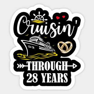 Cruising Through 28 Years Family 28th Anniversary Cruise Couple Sticker